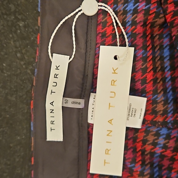 💕TRINA TURK💕 Prizzi Cropped Culottes Pant ~ 10 Multi-Color Check Print NWT - Picture 14 of 16